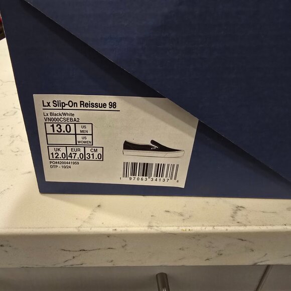 Vans Slip-On Reissue 98 Black White VN000CSEBA2 Men's Size 13 Skate Shoes NEW - Picture 11 of 11